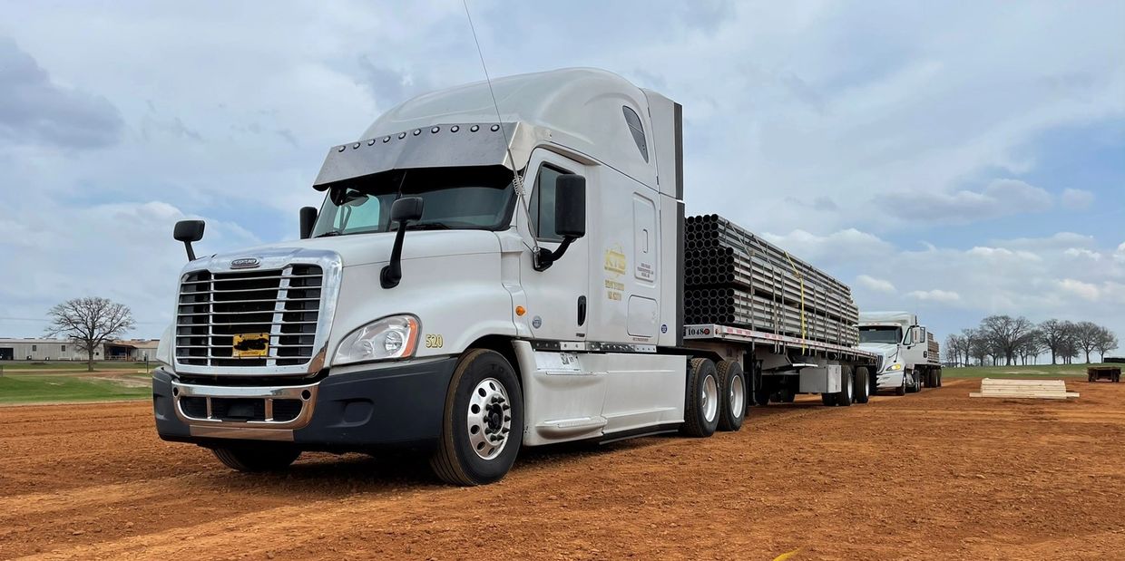 Semi truck on highway freight transport